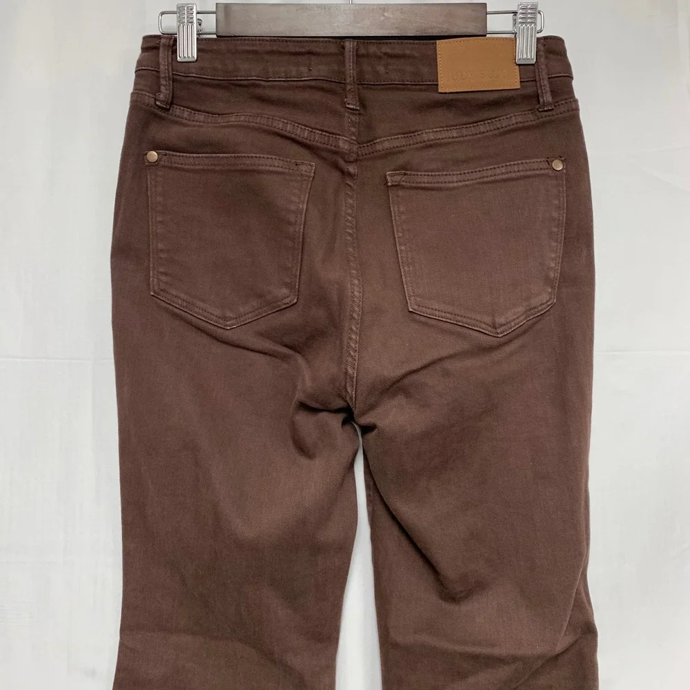 Judy Blue Flare Jeans Womens‎ 5/27 Brown Garment Dyed Raw Hem JB88803 C